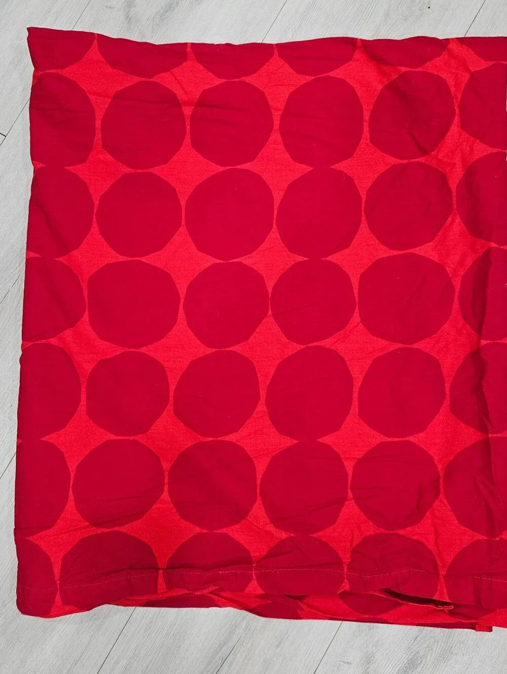 VTG Marimekko PIENET KIVET FULL Flat Sheet & STD Pillowcases Red Circles Cotton